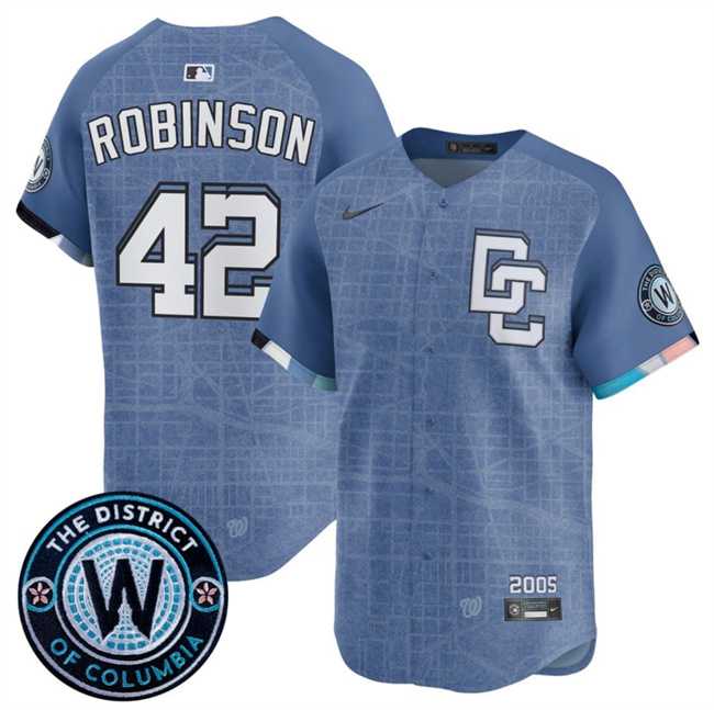 Mens Washington Nationals #42 Jackie Robinson Blue 2025 City Connect Limited Stitched Jersey Dzhi